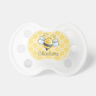 Tétine Miel jaune mignon Bee Bumblebee Monogramme Baby