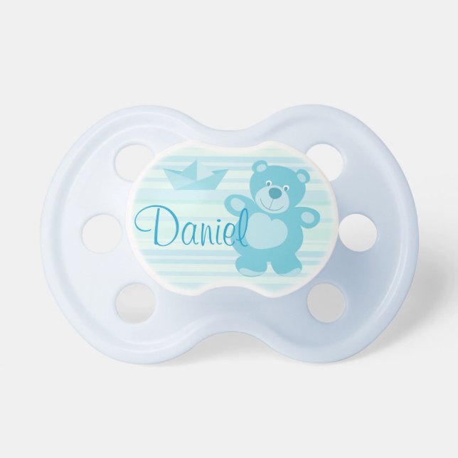 Tétine osito et bateau couleur verte avec nom (Devant)