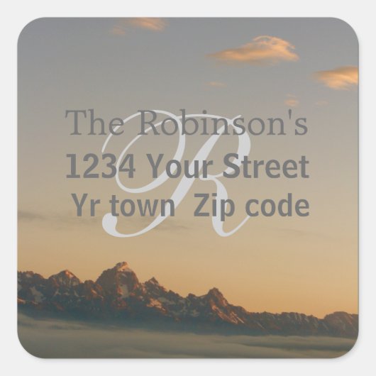 Teton familial et étiquette de adresse de nuages (Devant)