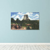 Teton National Park, WY - Devil's Tower nabij Canvas Afdruk (Insitu (Houten vloer))