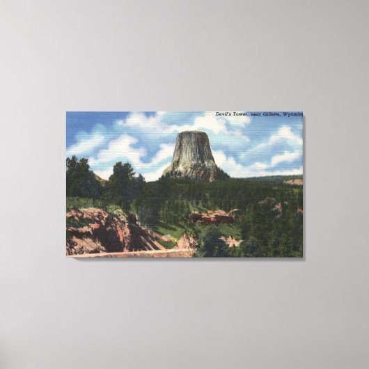 Teton National Park, WY - Devil's Tower nabij Canvas Afdruk (Voorkant)