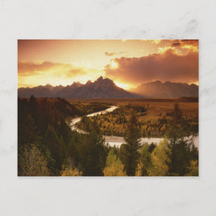 Teton Range bij zonsondergang, vanuit Snake River Briefkaart