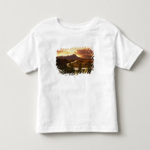 Teton Range bij zonsondergang, vanuit Snake River Kinder Shirts