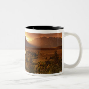 Teton Range bij zonsondergang, vanuit Snake River Tweekleurige Koffiemok