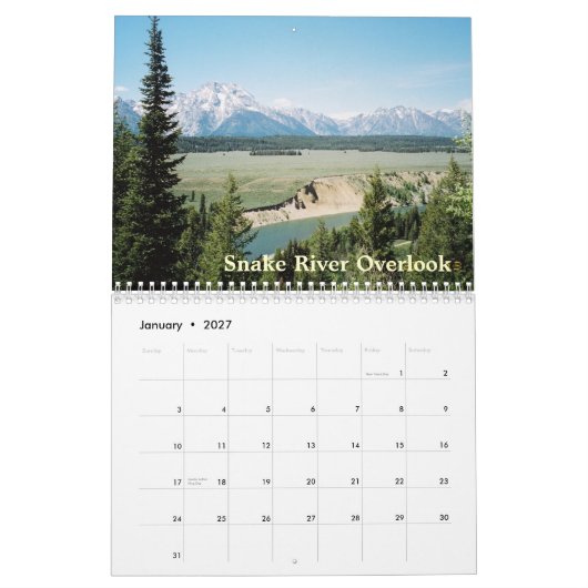 Tetons grand de calendrier de Yellowstone 2015 (Jan 2027)