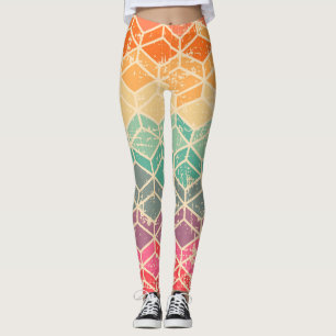 Tetragonal Geometrische Grunge Naadloos Patroon Leggings