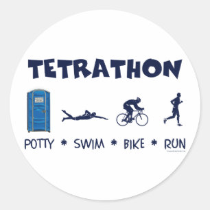Tetrathon Triathlon T-shirt Ronde Sticker