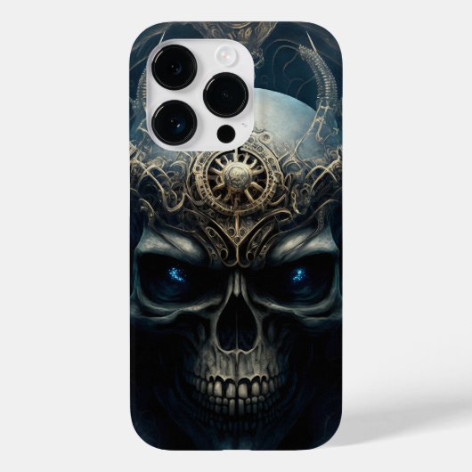 Teufel Totenkopf mit funkelnden blauen Augen Case-Mate iPhone Case (Achterkant)
