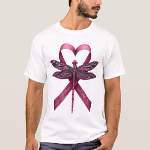 Tevreden Bewustzijnsborstkanker Hart Libellen Vrou T-shirt