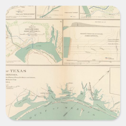 Texaanse kust vierkante sticker (Voorkant)
