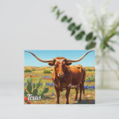 Texaanse langhoorn briefkaart (Staand voorkant)