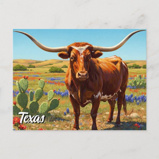 Texaanse langhoorn briefkaart (Voorkant)