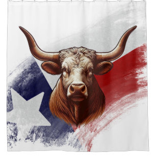 Texaanse vlag & Longhorn koe Douchegordijn