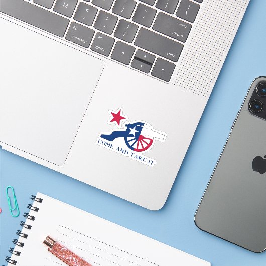 Texan Cannon komt en neemt het mee Sticker (Laptop met iPhone)