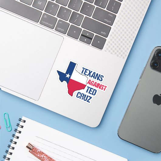 Texanen tegen Ted Cruz-laptop Sticker (Laptop met iPhone)