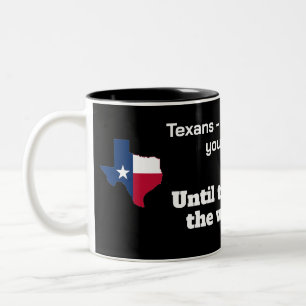 Texanen - vriendelijkste mensen... tot achter het  tweekleurige koffiemok