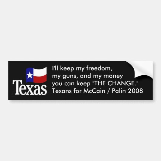 Texans voor McCain/Palin Bumpersticker (Voorkant)