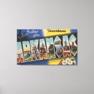 Texarkana, Arkansas - Grote lettertjes Canvas Afdruk