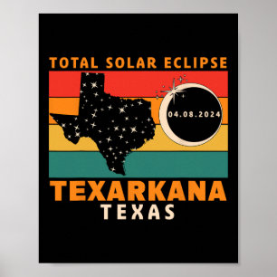  Texarkana Texas Totale Zonsverduistering 2024 Poster