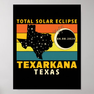 Texarkana Texas Totale Zonsverduistering 2024 Poster
