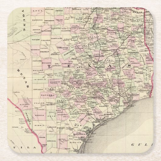 Texas 12 vierkante kartonnen onderzetter (Voorkant)