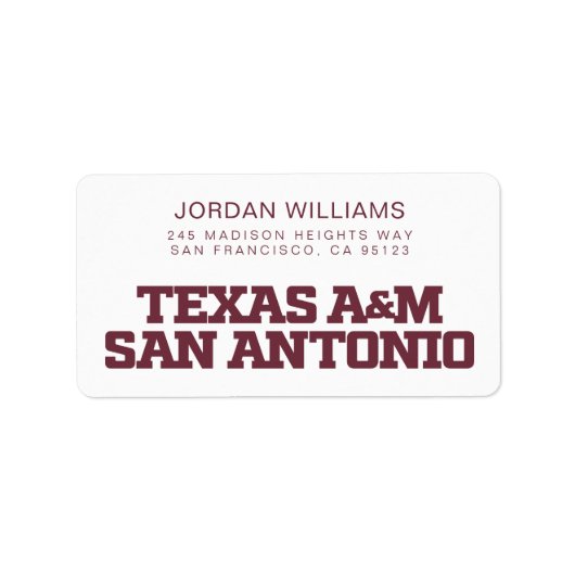 Texas A&M San Antonio Etiket (Voorkant)