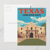 Texas Alamo Vintage Travel Briefkaart (Voorkant / Achterkant)