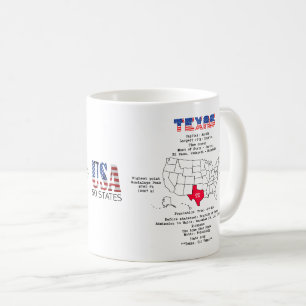 Texas American staat op een kaart en nuttige infor Koffiemok
