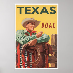 Texas Art Vintage Westerse Reisprent (H1215) Poster