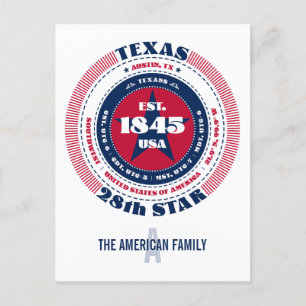 Texas, Austin, TX, Patriottisch, Monogram Briefkaart