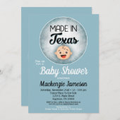 Texas Baby shower Funny Blue Boys Invitation (Devant / Derrière)