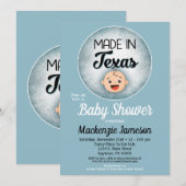 Texas Baby shower Funny Blue Boys Kaart (Voorkant / Achterkant)