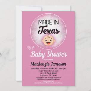 Texas Baby shower Funny Pink Girls Invitation