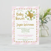Texas Baby shower Invitation Pink Gold Girls (Debout devant)