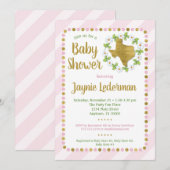 Texas Baby shower Invitation Pink Gold Girls (Devant / Derrière)