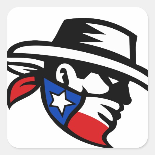 Texas Bandit Cowboy zijretro Vierkante Sticker (Voorkant)