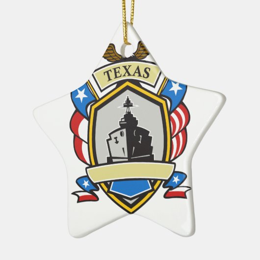 Texas Battleship Emblem Retro Keramisch Ornament (Links)