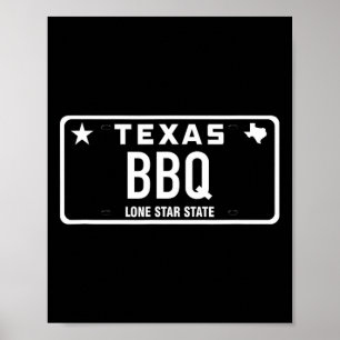 Texas Bbq Kentekenplaat Eten Vlees Tx Austin Cadea Poster