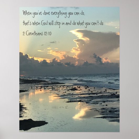 Texas Beach Sunrise, Scripture Verse, Corinthians Poster (Voorkant)
