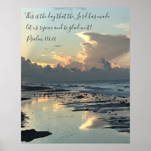 Texas Beach Sunrise, Scripture Verse, psalm 118:24 Poster (Voorkant)