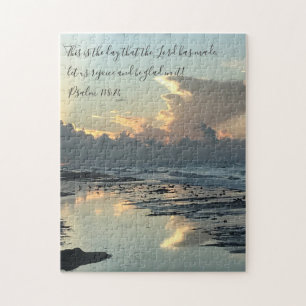 Texas Beach Sunrise, Verse van Psalm 118:24 Legpuzzel