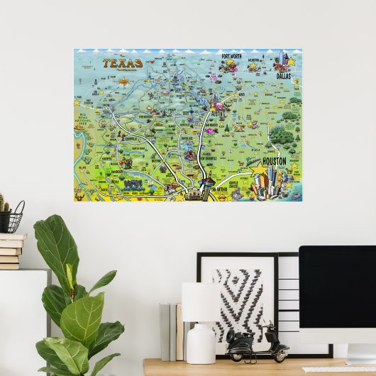 Texas BIG Fun Map Poster (Thuiskantoor)