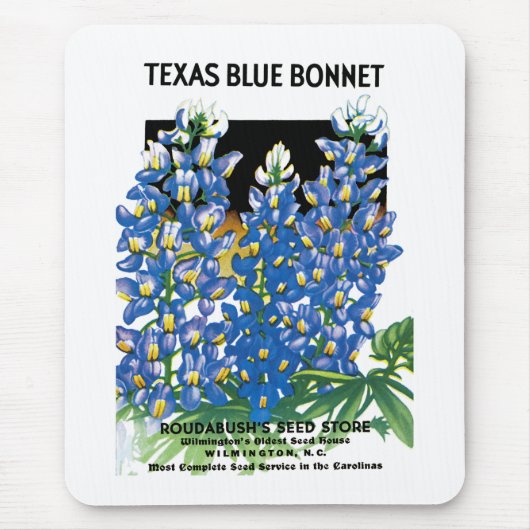 Texas Blue Bonnet Seed Packet Label Muismat (Voorkant)