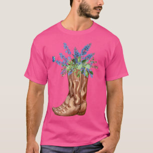 Texas Bluebonnet Bloem Cowgirl Rodeo laarzen T-shirt