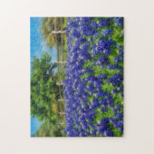 Texas Bluebonnet Fleurs Country Fence Art Puzzle (Vertical)