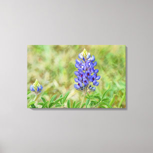 Texas Bluebonnet Flower Art Sluiten Canvas Afdruk