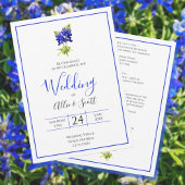 Texas Bluebonnet Flowers, Modern Wedding Kaart