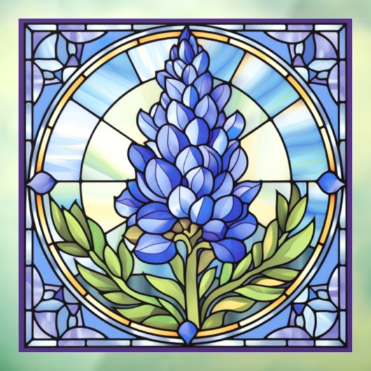 Texas Bluebonnet Glas in lood Design Raamsticker (Vel 3)
