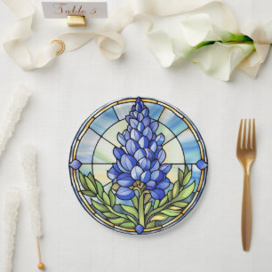 Texas Bluebonnet-Glas in lood Papieren Bordje