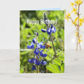 Texas Bluebonnet Happy Birthday Kaart (Gele Bloem)